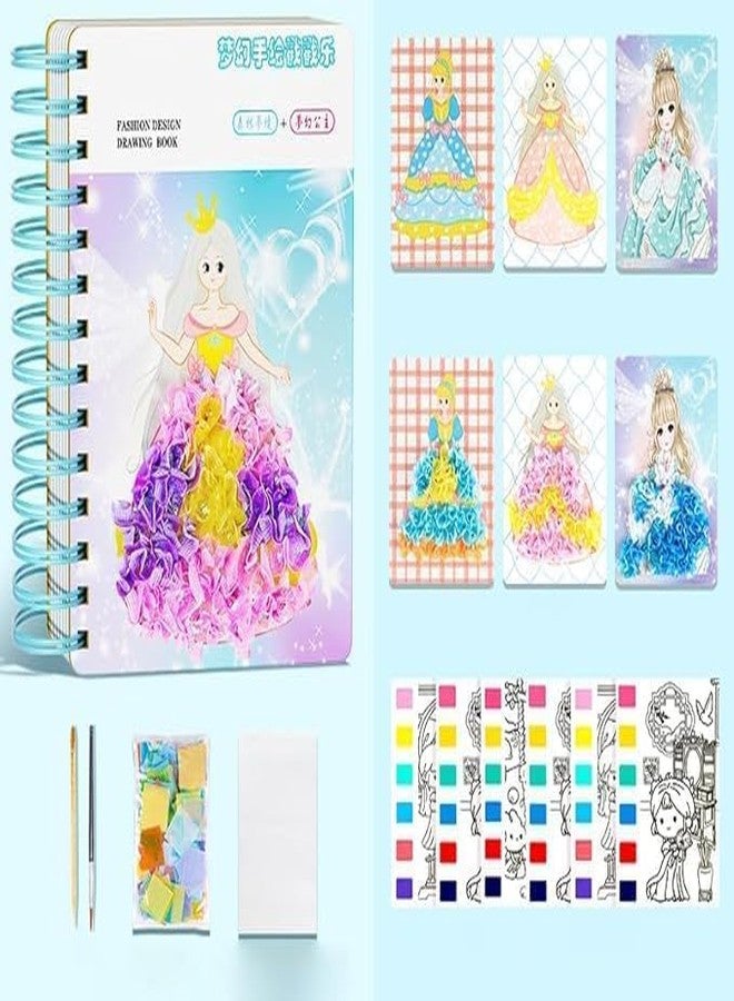 Cilveec Color Magic Book for Kids Activity Books for Children Coloring Books for Kids Ages 4-8 Years 20 Sheet Cartoon Painting kit with Brush Multicolor (Blue Fashion Book) - Image 1